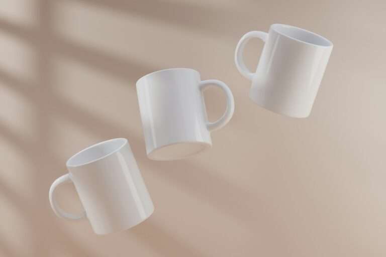 Three white mugs image image