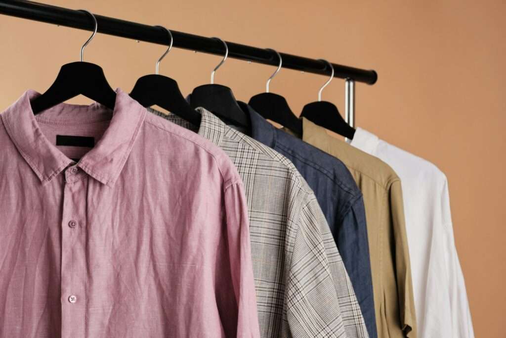 A row of shirts hanging image