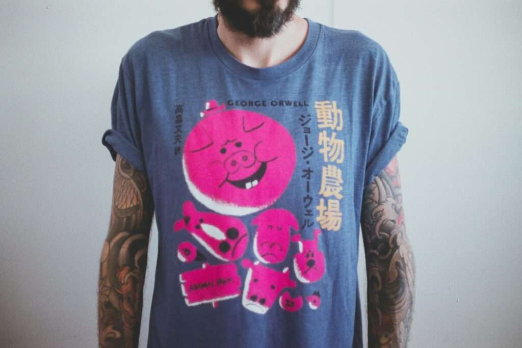 Man wearing blue and pink