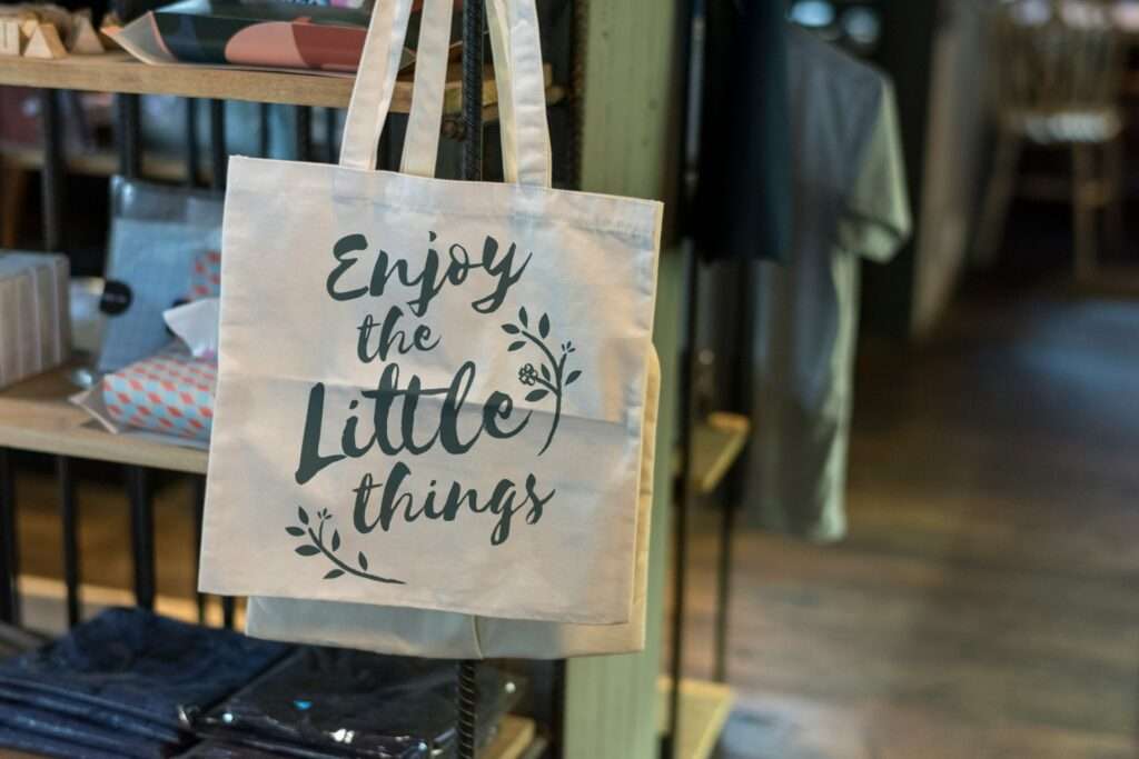 A white tote bag