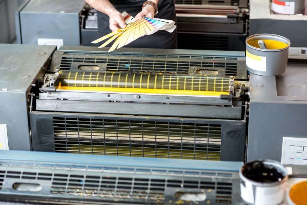 A person checking a machine