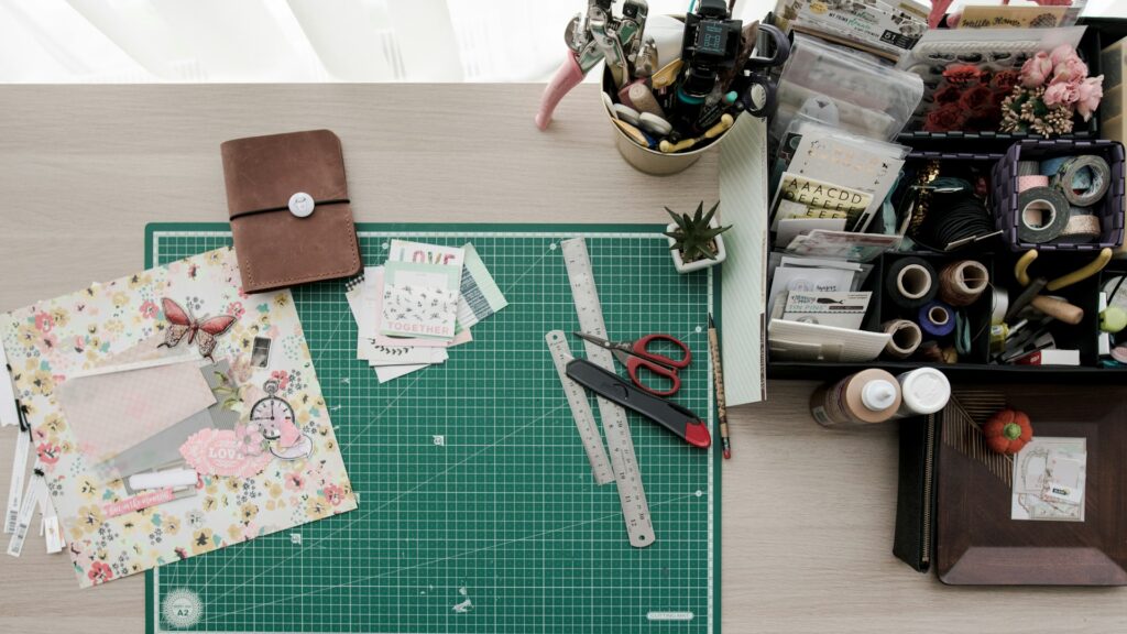 A table with school supplies image