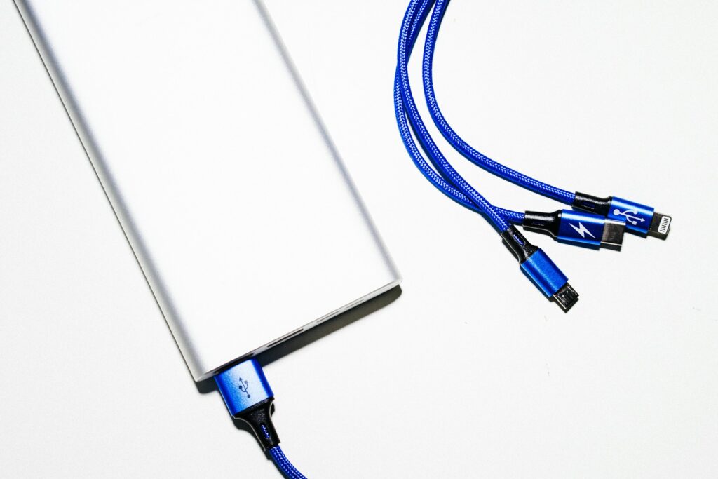 White and blue power bank