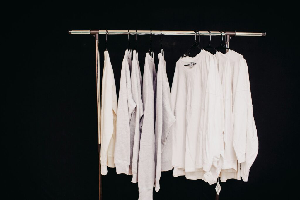 White dress shirts hanging image